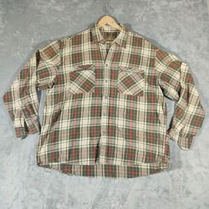 European Project Shirt Men XXL Multicolor Flannel Tartan Plaid Zip‎ Pockets